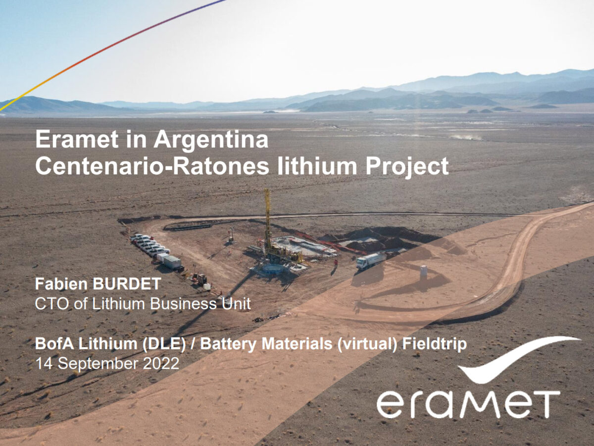 Eramet: Lithium Project in Argentina - BofA Lithium (DLE) / Battery ...